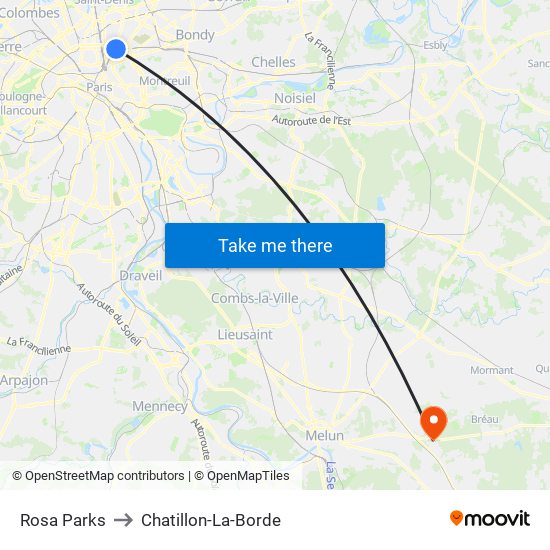 Rosa Parks to Chatillon-La-Borde map