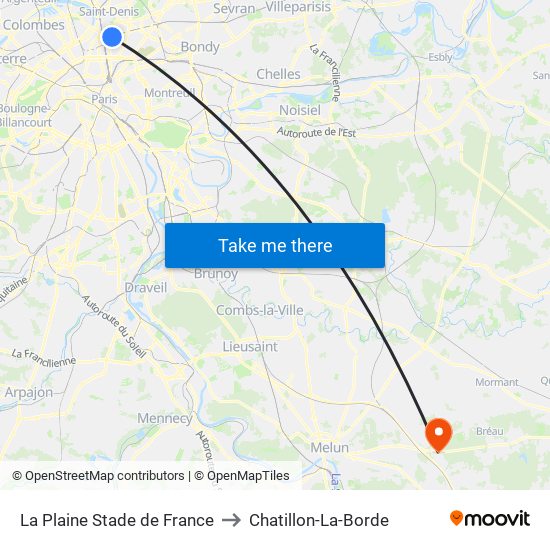 La Plaine Stade de France to Chatillon-La-Borde map