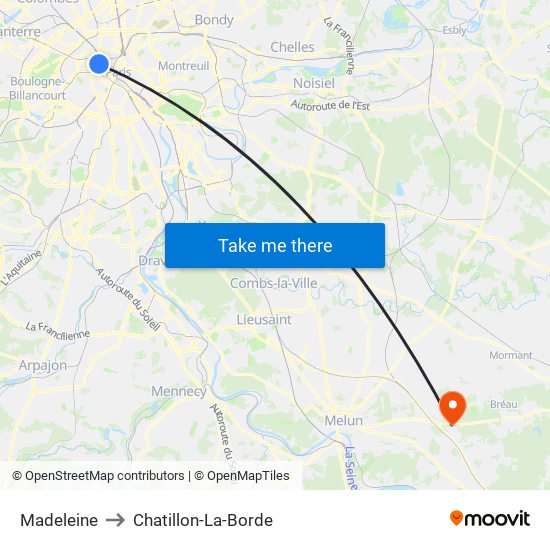 Madeleine to Chatillon-La-Borde map