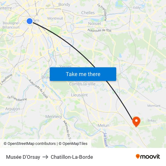 Musée D'Orsay to Chatillon-La-Borde map