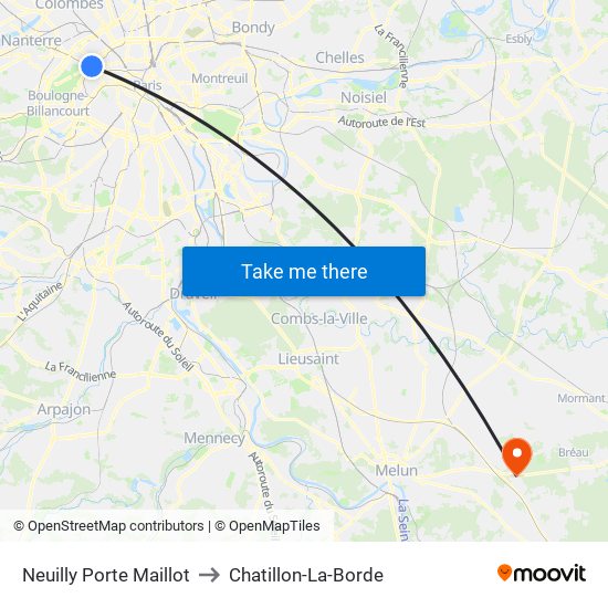 Neuilly Porte Maillot to Chatillon-La-Borde map