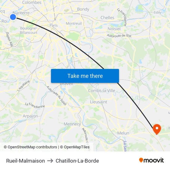 Rueil-Malmaison to Chatillon-La-Borde map