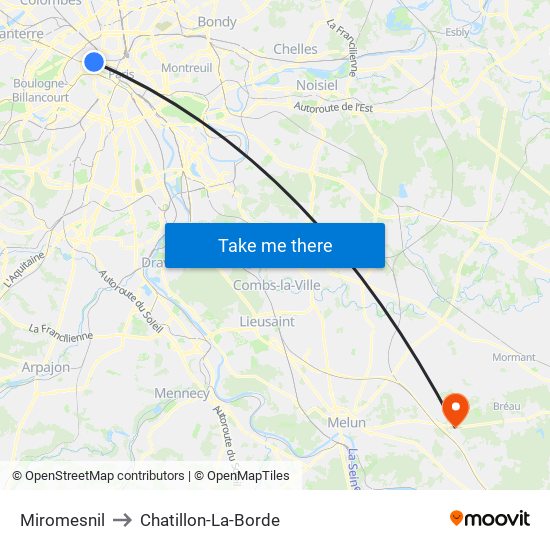 Miromesnil to Chatillon-La-Borde map