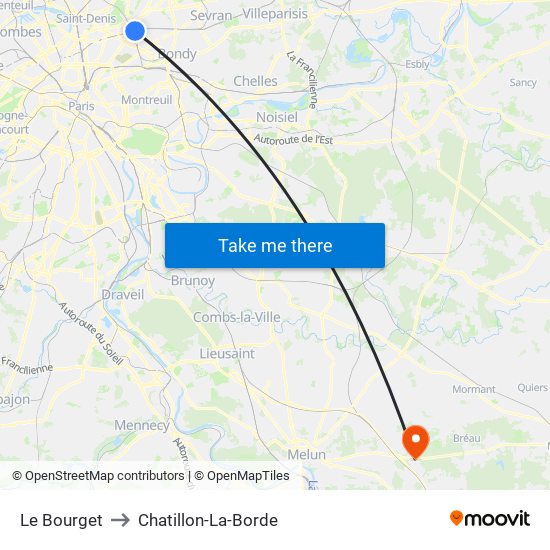 Le Bourget to Chatillon-La-Borde map