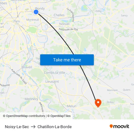 Noisy-Le-Sec to Chatillon-La-Borde map