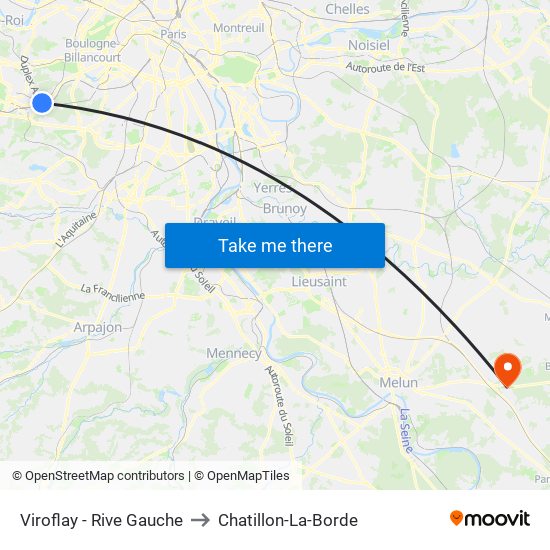 Viroflay - Rive Gauche to Chatillon-La-Borde map