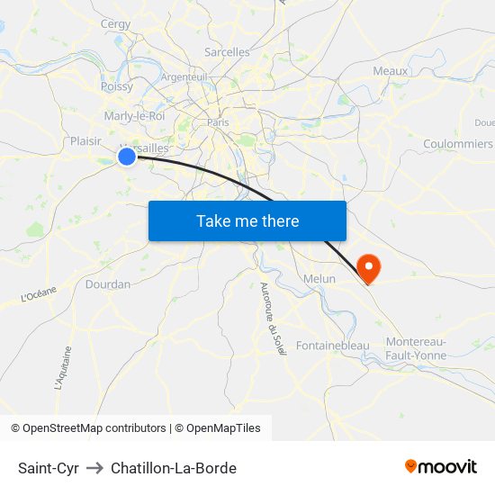 Saint-Cyr to Chatillon-La-Borde map
