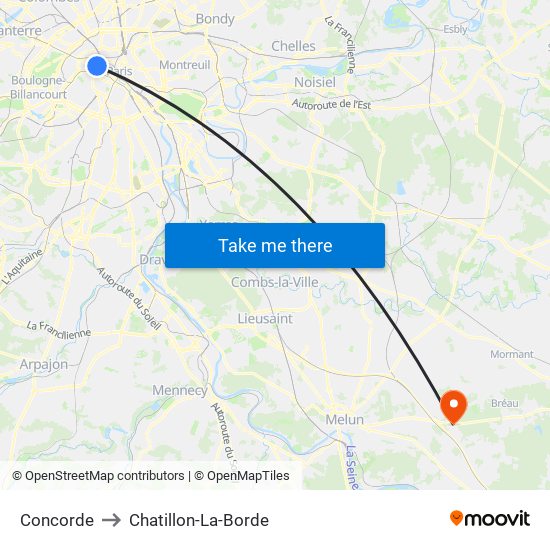 Concorde to Chatillon-La-Borde map