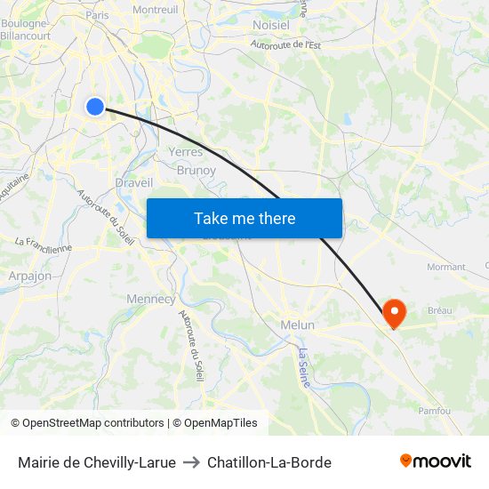 Mairie de Chevilly-Larue to Chatillon-La-Borde map