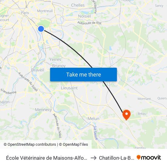 École Vétérinaire de Maisons-Alfort - Métro to Chatillon-La-Borde map