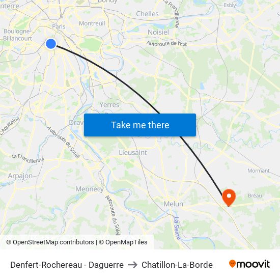 Denfert-Rochereau - Daguerre to Chatillon-La-Borde map