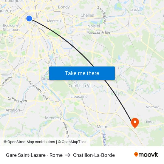 Gare Saint-Lazare - Rome to Chatillon-La-Borde map