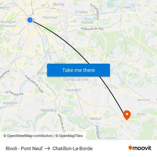 Rivoli - Pont Neuf to Chatillon-La-Borde map