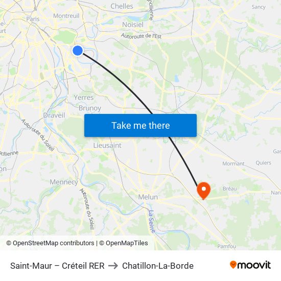 Saint-Maur – Créteil RER to Chatillon-La-Borde map