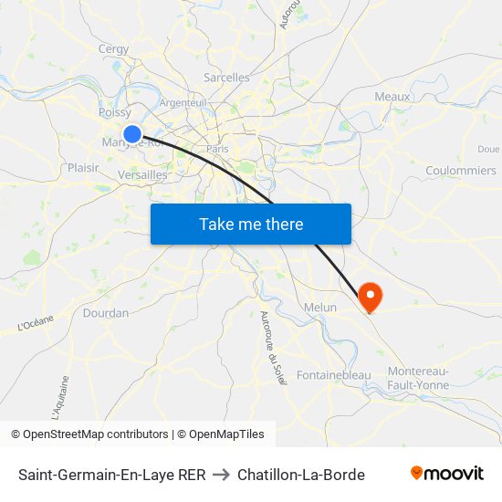 Saint-Germain-En-Laye RER to Chatillon-La-Borde map