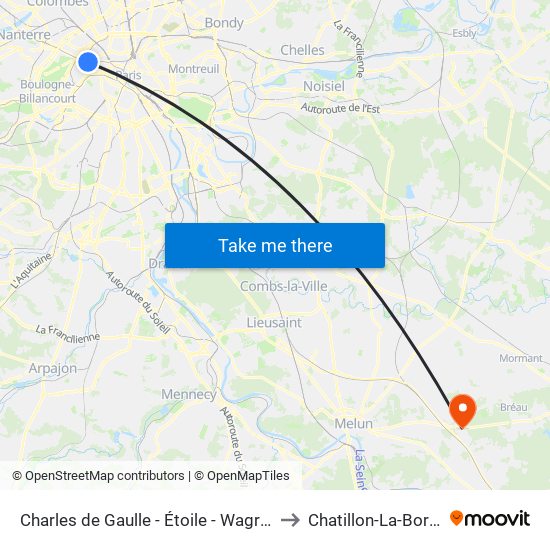 Charles de Gaulle - Étoile - Wagram to Chatillon-La-Borde map