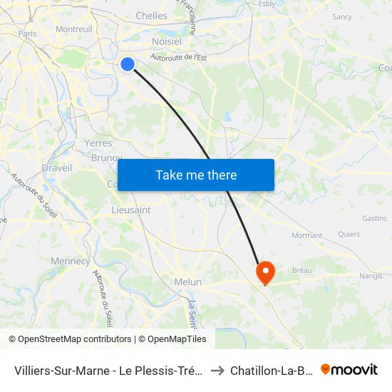 Villiers-Sur-Marne - Le Plessis-Trévise RER to Chatillon-La-Borde map