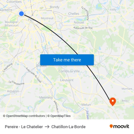 Pereire - Le Chatelier to Chatillon-La-Borde map