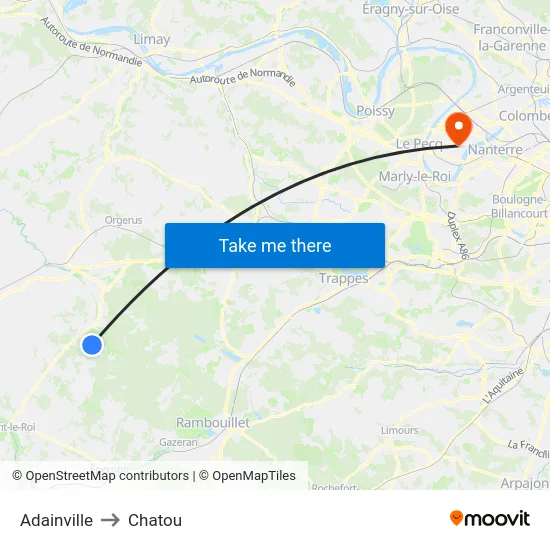 Adainville to Chatou map
