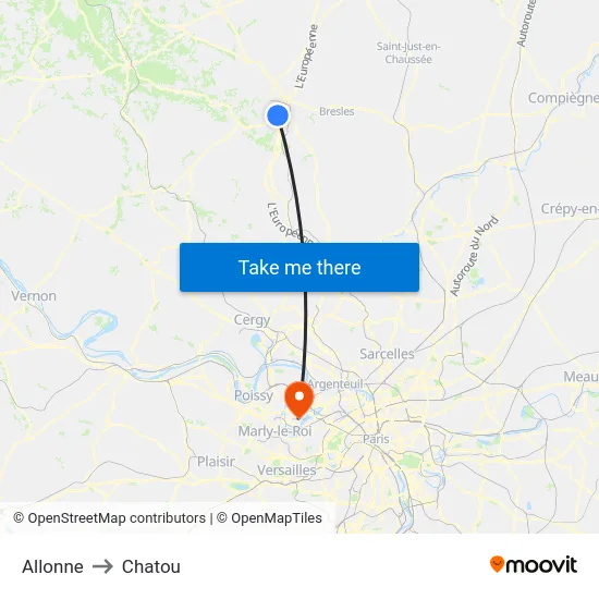 Allonne to Chatou map