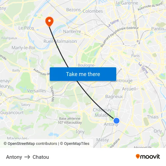 Antony to Chatou map