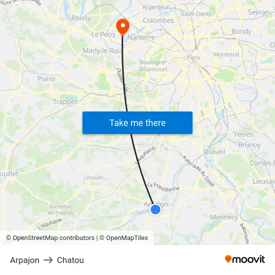 Arpajon to Chatou map