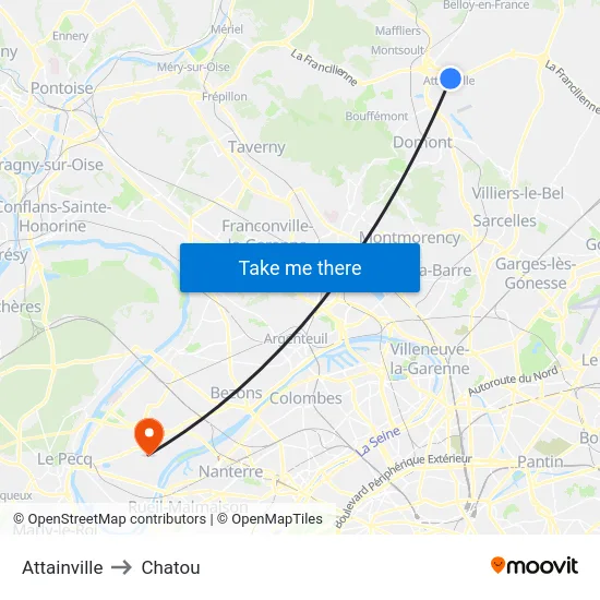 Attainville to Chatou map