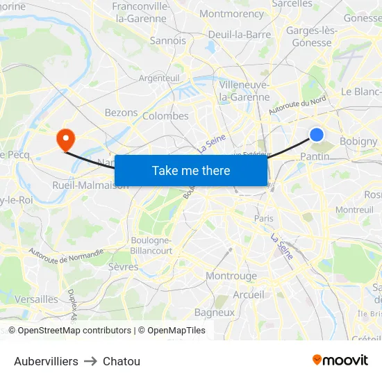 Aubervilliers to Chatou map