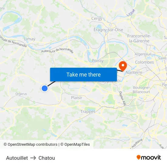 Autouillet to Chatou map