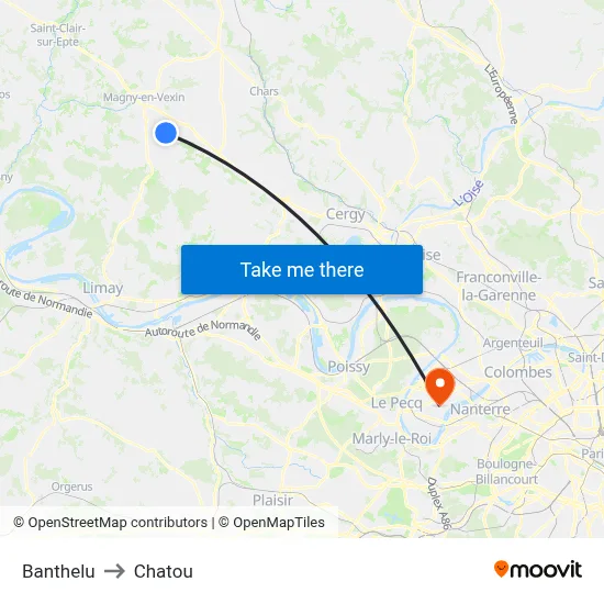 Banthelu to Chatou map