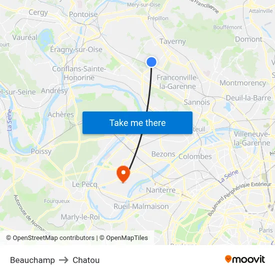Beauchamp to Chatou map