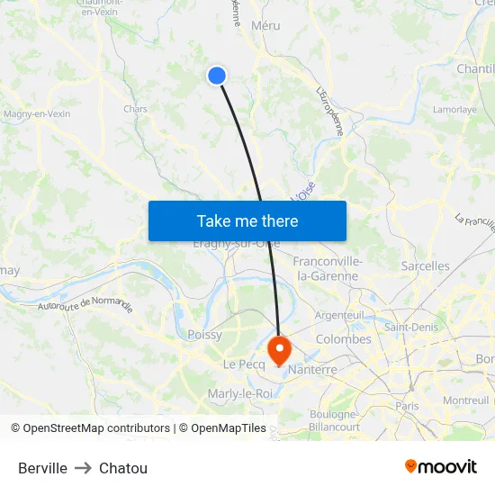 Berville to Chatou map