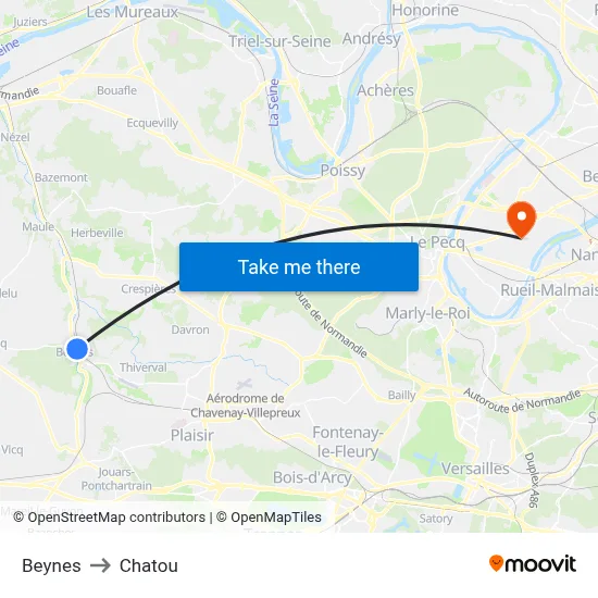 Beynes to Chatou map