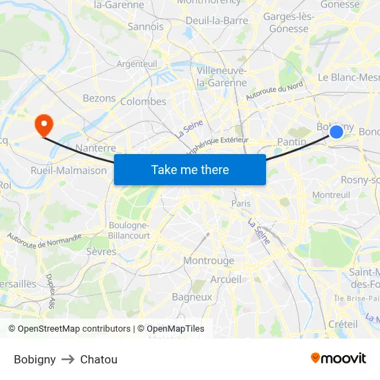 Bobigny to Chatou map