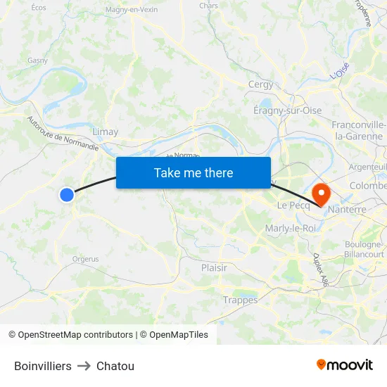 Boinvilliers to Chatou map