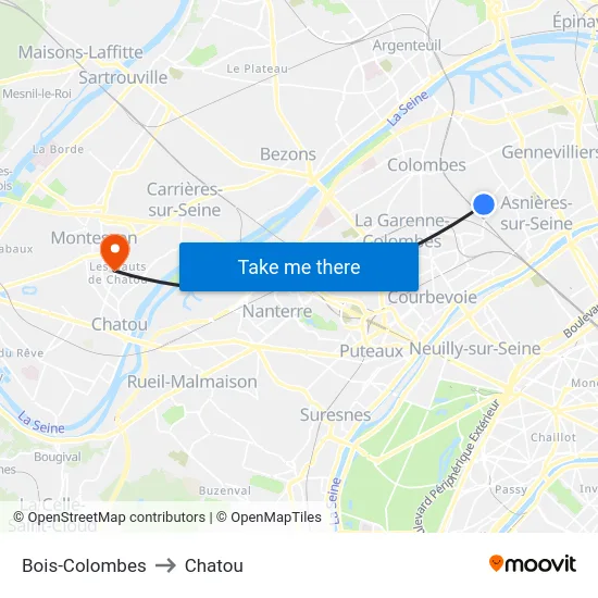 Bois-Colombes to Chatou map