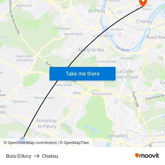 Bois-D'Arcy to Chatou map