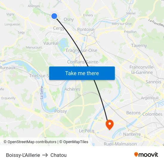 Boissy-L'Aillerie to Chatou map