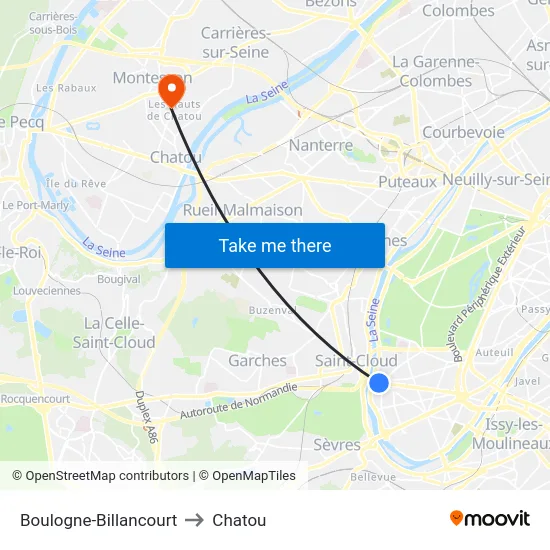 Boulogne-Billancourt to Chatou map