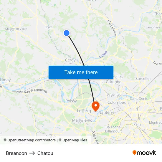 Breancon to Chatou map