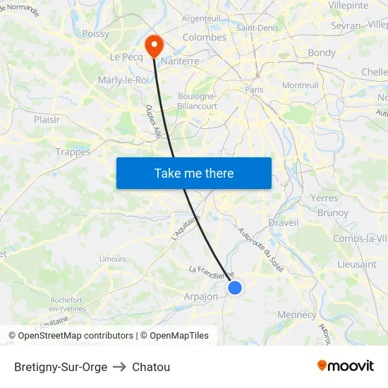 Bretigny-Sur-Orge to Chatou map