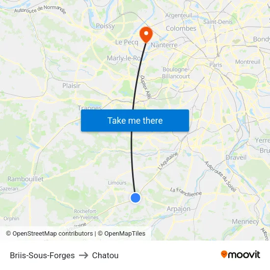 Briis-Sous-Forges to Chatou map