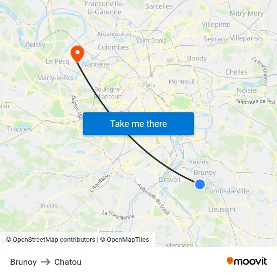 Brunoy to Chatou map