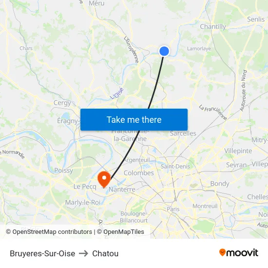 Bruyeres-Sur-Oise to Chatou map