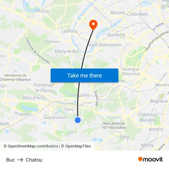 Buc to Chatou map