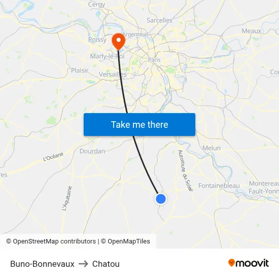 Buno-Bonnevaux to Chatou map
