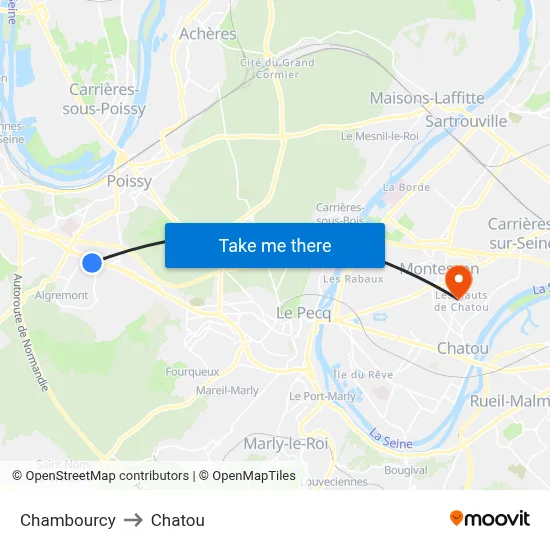 Chambourcy to Chatou map