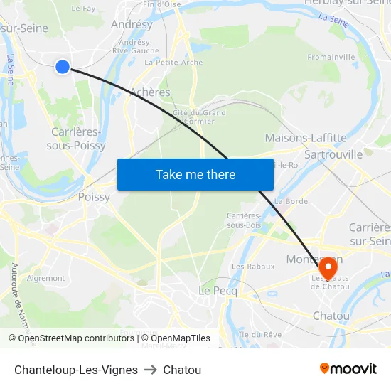 Chanteloup-Les-Vignes to Chatou map