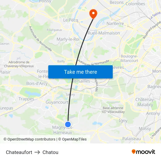 Chateaufort to Chatou map