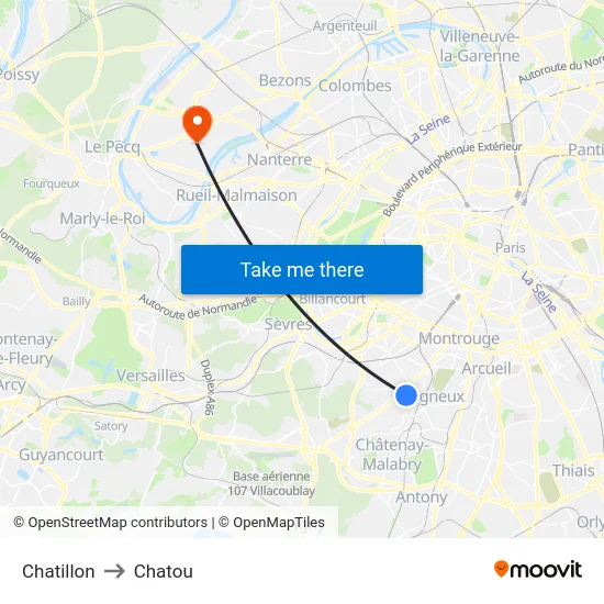 Chatillon to Chatou map